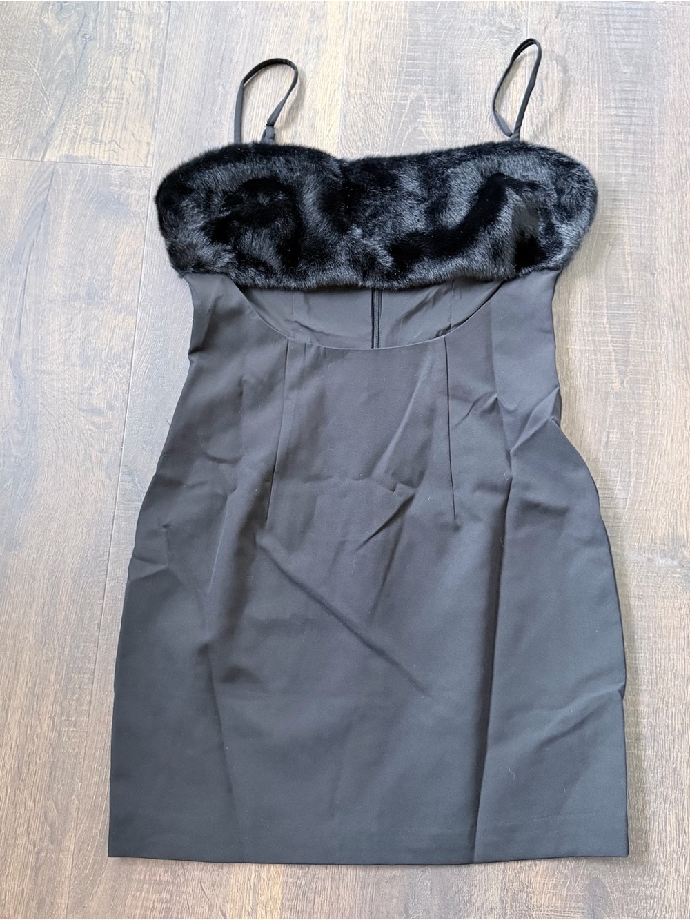 NWT Naked Wardrobe Black Faux Fur Trim Cutout Mini Dress | Black | Medium - Picture 5 of 9